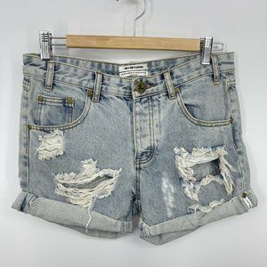 One Teaspoon Shorts Womens 25 Chargers Medium Rise Relaxed Fit Denim Distressed